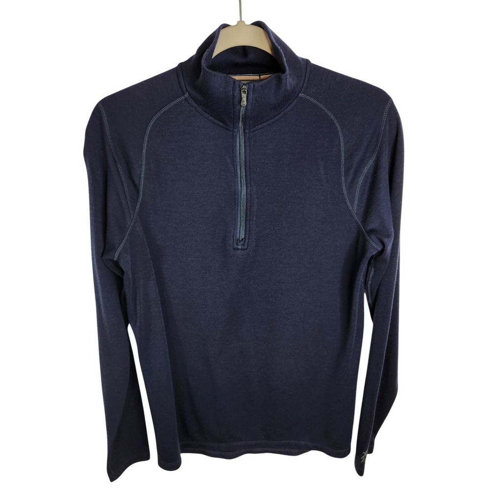 Smartwool Quarter Zip‎ Pullover Men Medium Navy 100% Merino Wool SS603 Hiking